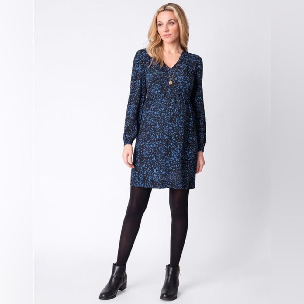 Seraphine Maternity Blue Printed Maternity & Nursing Dress